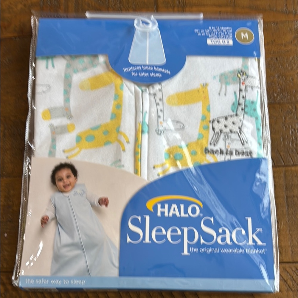 Halo SleepSack Kids Pajamas - White with Yellow and Blue Giraffes